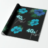 40 & Fab! Neon Blue Silver Black Tropical Birthday Geschenkpapier (Ungerollt)