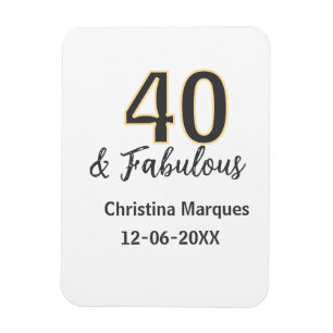 40 & fabelhaft grau gelbe Geburtstagskalligrafie Magnet