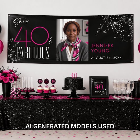 40 Fabelhaft Schwarze Pink Glam Funkelnde Geburtst Banner