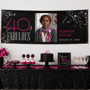 40 Fabelhaft Schwarze Pink Glam Funkelnde Geburtst Banner