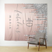 40 fabelhafte Geburtstag Glitzer Rose Gold Silber Wandteppich (Beispiel (Horizontal))