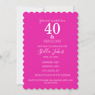 40 Fabelhafte Geburtstagsfeier Hot Pink White Scal Einladung