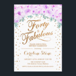 40 fabelhafte Geburtstagsparty - White Gold Lila Einladung<br><div class="desc">Vierzig fabelhafte Geburtstagsparty Einladung. Elegantes Design in Imitaten Glitzer Gold und Weiß. Verfügt über Aquarelllavender paster lila Rose,  Konfetti und Diamanten. Ideal für eine gläserne 40-tägige Feier. Nachricht,  wenn Sie weitere Anpassungen benötigen.</div>