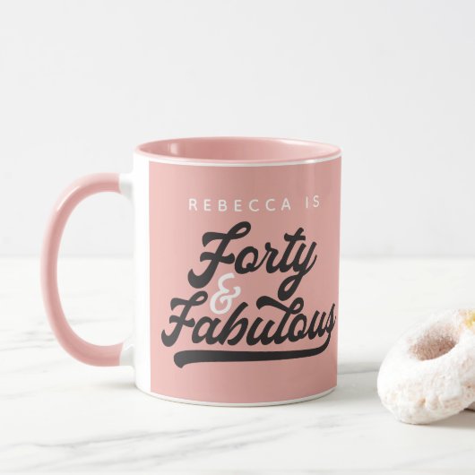 40 & fabelhafte Geburtstagsretro Vintages Drehbuch Tasse (Mit Donut)