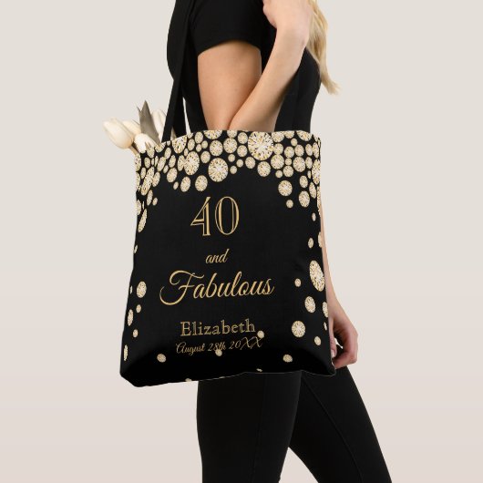 40 fabelhafte Geburtstagsschwarze goldene Diamante Tasche (Von Nahem)