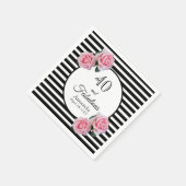 40 fabelhafte rosa Rosen Schwarz-weiße Streifen Na Serviette (Ecke)