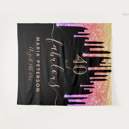 40 fabelhafte Tropfen zum Geburtstag Wandteppich (Vorderseite (Horizontal))