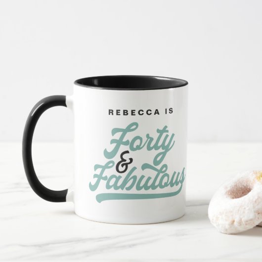 40 & fabelhafte Vintage Geburtstagsschrift Tasse (Mit Donut)