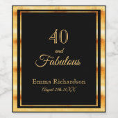 40 fabelhafter schwarzer goldener Name Weinetikett (Einzelnes Label)