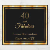 40 fabelhaftes schwarzes Golddatum Schaumweinetikett (Einzelnes Label)