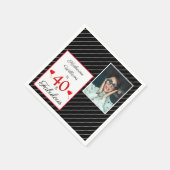 40 & Fabulous 40. Geburtstag Foto Black Paper Serviette (Ecke)
