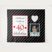 40 & Fabulous 40. Geburtstag Foto Schwarz & Weiß Wandteppich (Vorderseite (Horizontal))