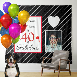 40 & Fabulous 40. Geburtstag Foto Schwarz & Weiß Wandteppich