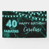40 & Fabulous Aquamarin Black Balloon Beleuchtung Banner (Horizontal)