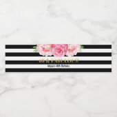 40 & Fabulous Birthday Black Stripes Blume Wasserflaschenetikett (Einzelnes Label)