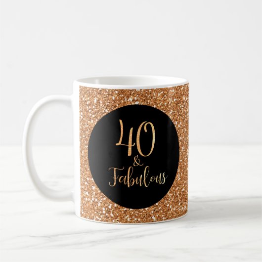 40 & Fabulous Birthday Gold Glitzer Black Kaffeetasse (Links)