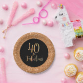 40 & Fabulous Birthday Gold Glitzer Black Pappteller (Party)