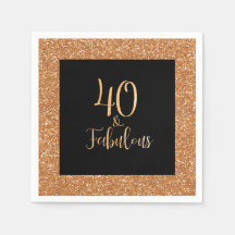 40 & Fabulous Birthday Gold Glitzer Black