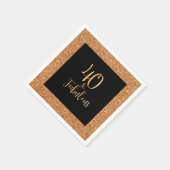 40 & Fabulous Birthday Gold Glitzer Black Serviette (Ecke)