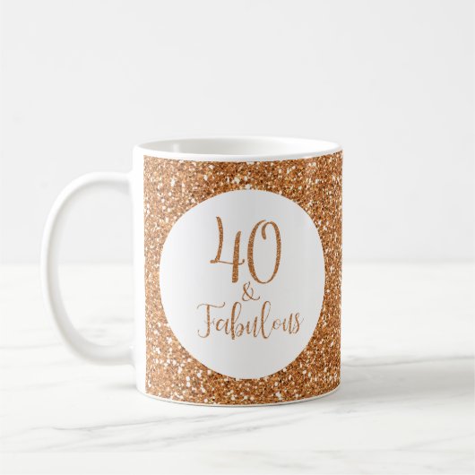 40 & Fabulous Birthday Gold Glitzer Kaffeetasse (Links)