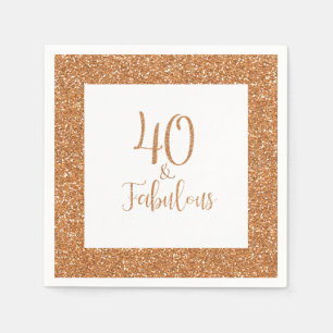 40 & Fabulous Birthday Gold Glitzer Serviette