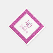 40 & Fabulous Birthday Pink Glitzer Serviette (Ecke)