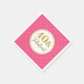 40 & Fabulous Birthday Pink White Gold Serviette (Ecke)