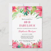 40 & Fabulous Birthday Tropical Lights Hawaiian Einladung (Vorderseite)