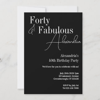 40 Fabulous Black and White Birthday Party Einladung