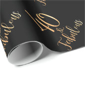 40 & Fabulous Black Gold Glitzer Geburtstag Geschenkpapier (Rolleneckpunkt)