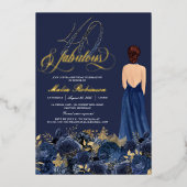 40 & Fabulous Elegant Blue & Gold Geburtstag Real Folieneinladung (Vorderseite)
