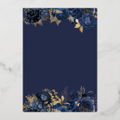 40 & Fabulous Elegant Blue & Gold Geburtstag Real Folieneinladung (Rückseite)