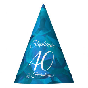40 & Fabulous Elegant Ocean Blue Geburtstag Partyhütchen