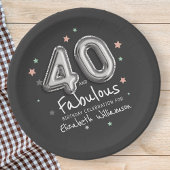 40 & Fabulous Foil Ballon Stars Geburtstag Pappteller