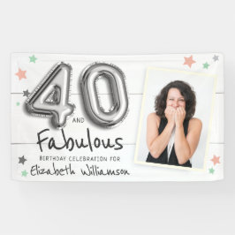 40 & Fabulous Foil Balloon Stars Foto Geburtstag Banner