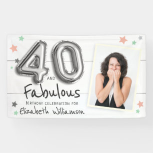 40 & Fabulous Foil Balloon Stars Foto Geburtstag Banner