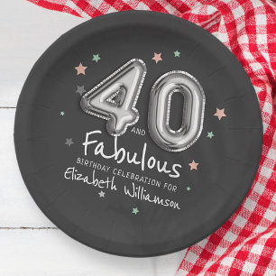 40 & Fabulous Foil Balloon Stars Geburtstag Pappteller