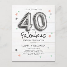 40 & Fabulous Foil Balloon Stars on Wood Birthday