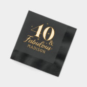 40 & Fabulous Fortieth Birthday Personalisierter N Servietten Mit Folie (Links)