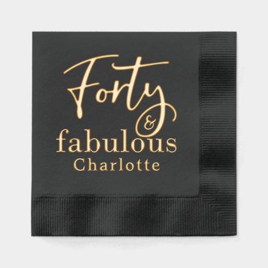 40 & Fabulous Fortieth Birthday Personalisierter N Servietten Mit Folie (Vorderseite)