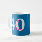 40 & Fabulous! Fun Personal Birthday Blue Hot Pink Kaffeetasse (Vorderseite Links)