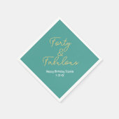 40 & Fabulous, Geburtsdatum, Aquamarin/Gold Serviette (Ecke)