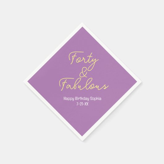 40 & Fabulous, Geburtsname, Lavendel/Gelb Serviette (Ecke)