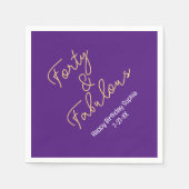 40 & Fabulous, Geburtsname, tief Lila/Gold Serviette (Vorderseite)