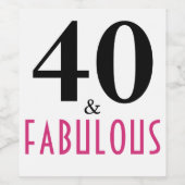 40 & Fabulous Geburtstag Weinetikett (Einzelnes Label)