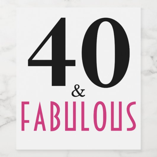 40 & Fabulous Geburtstag Weinetikett (Einzelnes Label)