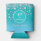 40 Fabulous Geburtstagspartien aquamariner Glitzer Dosenkühler (Rückseite)