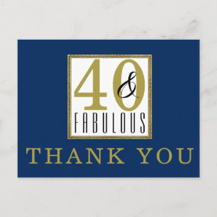 40 & Fabulous Geburtstagsparty Danke Postkarte