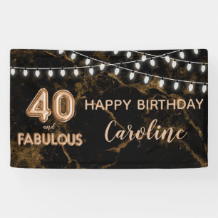 40 & Fabulous Gold Black Balloon Beleuchtung Gebur Banner
