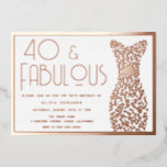 40 & Fabulous Gold Gown Retro 40. Geburtstag Folieneinladung<br><div class="desc">40 & Fabulous Gold Gown Retro 40th Birthday Foil Einladung Siehe andere Einladungen in unserem Nest und Nest Store</div>